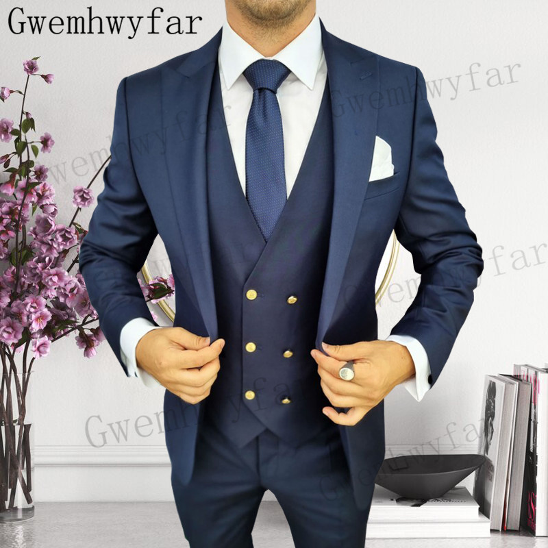 Men Formal Wear Jacket - Gwenhwyfar Groomsmen Peaked Lapel Tuxedo Men