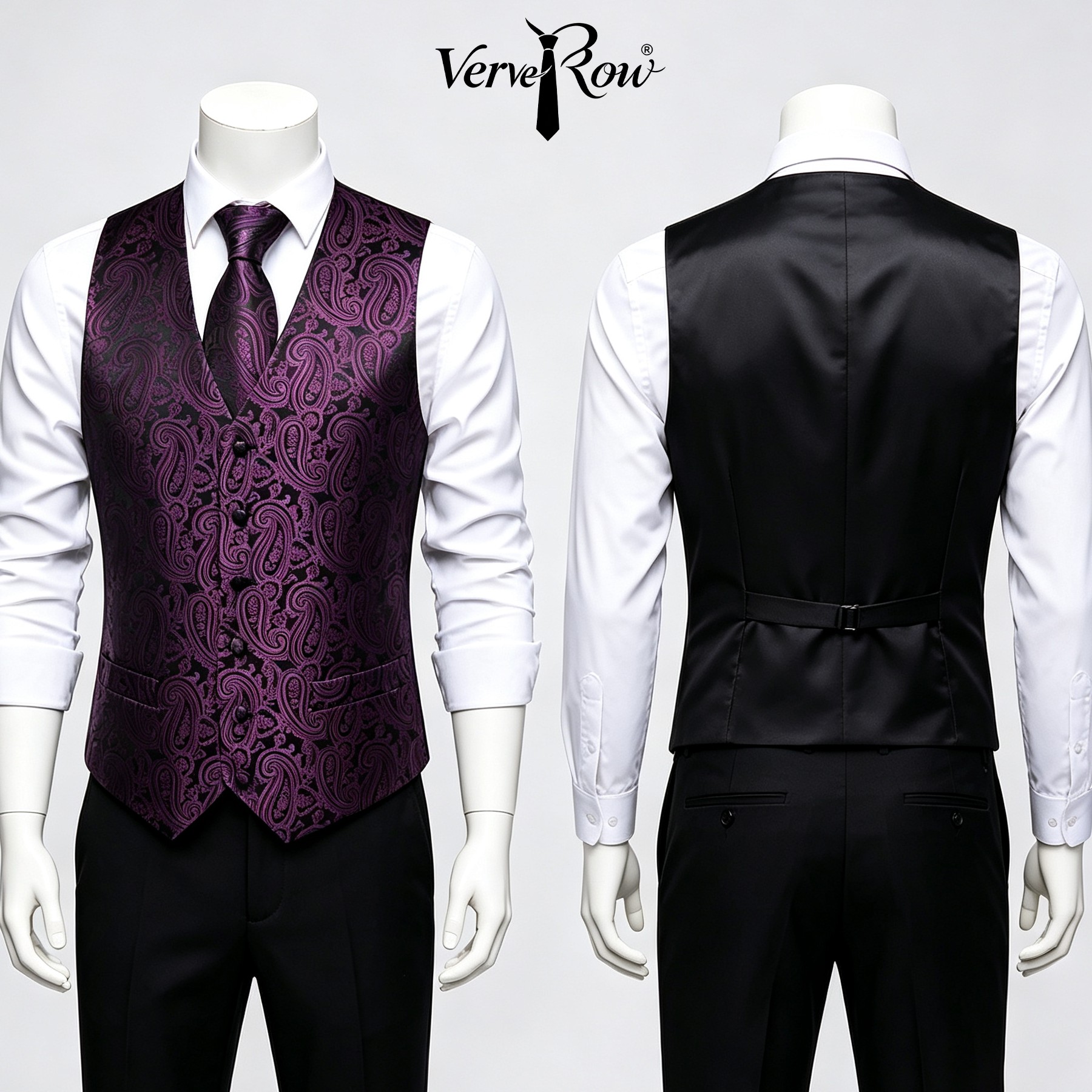 Men Formal Wear Purple - Men Purple Tie Handkerchief Three Piece