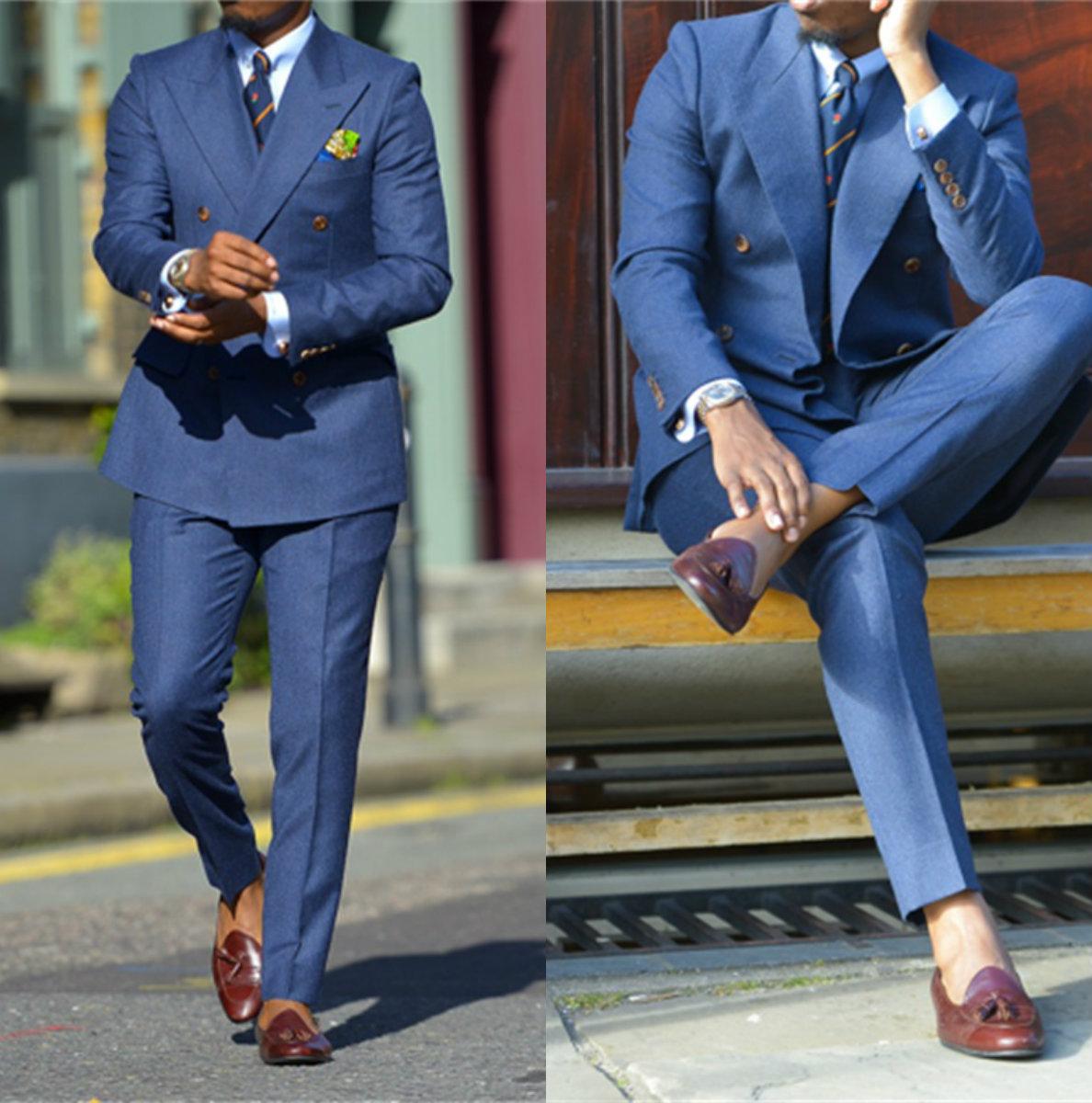 Men Formal Wear Jacket - Dark Blue Formal Mens Suits Two