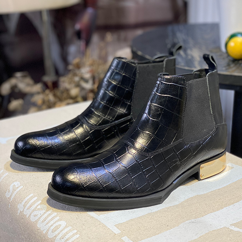 Men'S Formal Style - British Style Men Shoes Black Crocodile