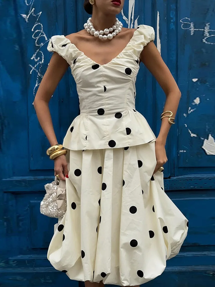 Men Formal Wear Set - Elegant Polk Dot Women's Vest Skirts