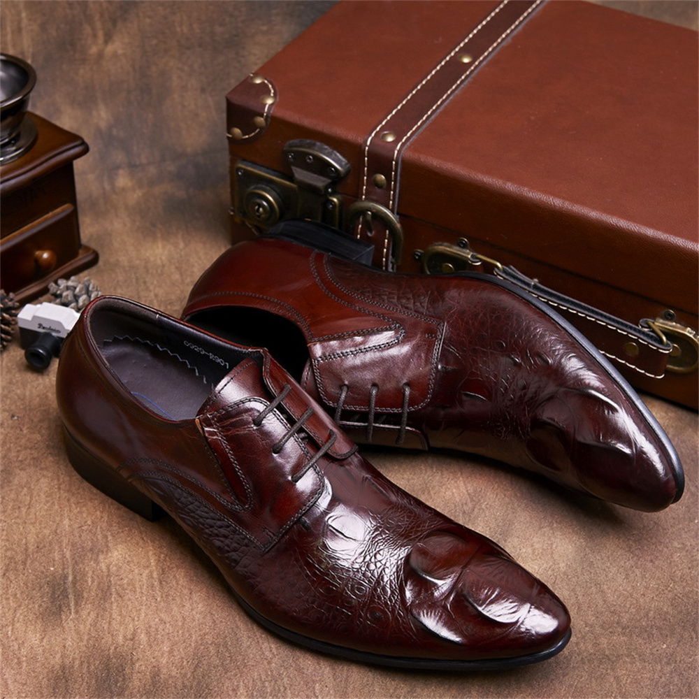 Men'S Formal Style - Cowhide Embossed Crocodile Pattern British Style