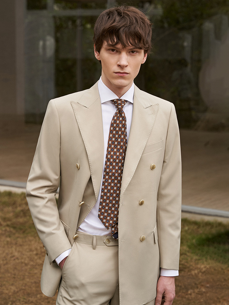 Khaki Formal Wear Men - 30% Wool Men Suits Set Blazer
