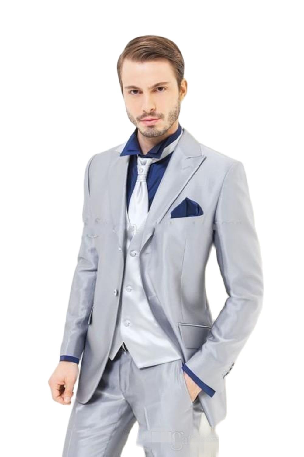 Custom Made Silver Shiny Satin - Men'S Formal Dinner Wear 评论和价格