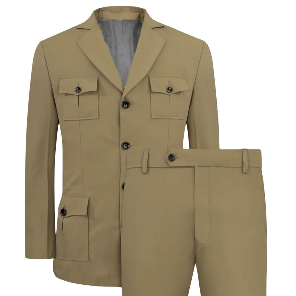Men's Suits Jakcet Casual Khak - Khaki Formal Wear Men 评论和价格