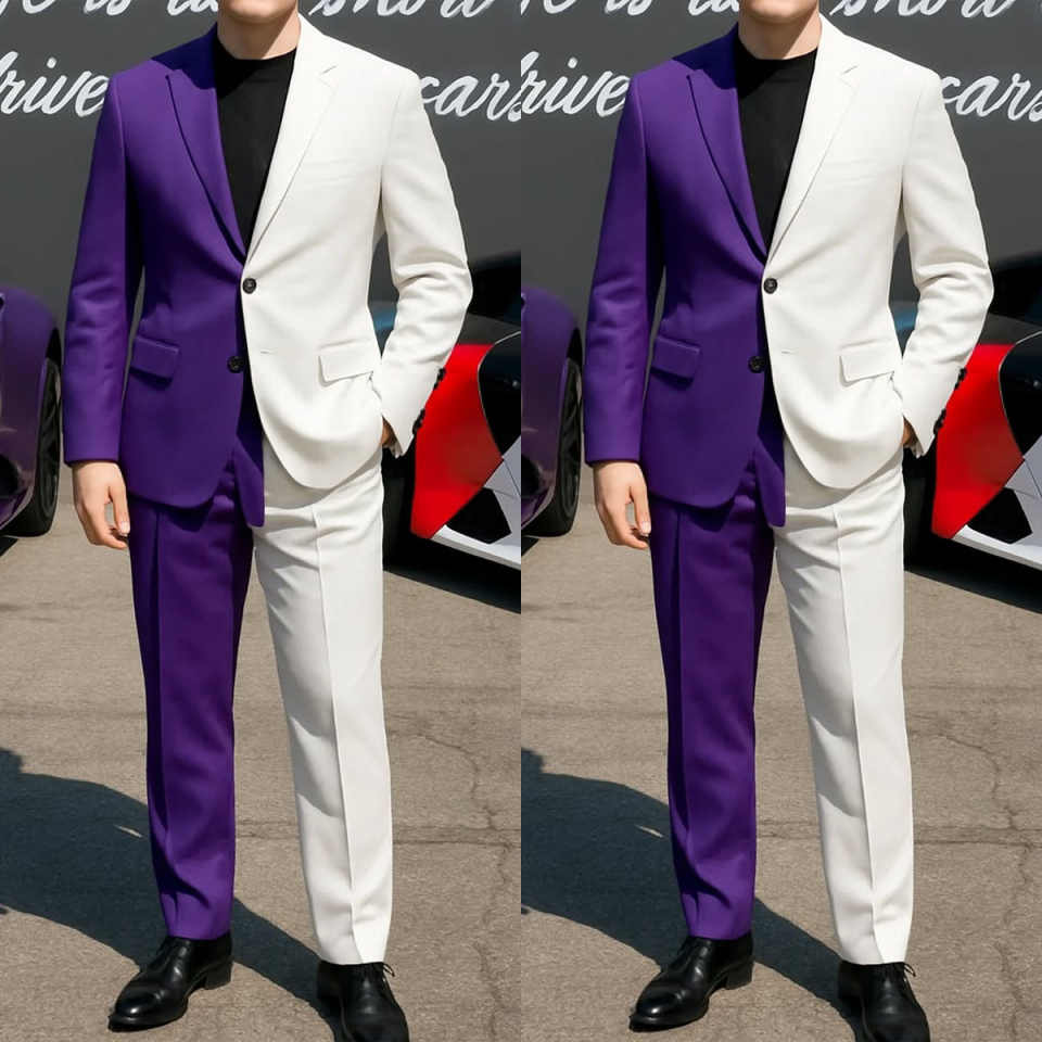 Formal Business Men Tuxedos 2  - Men Formal Wear Purple 评论和价格