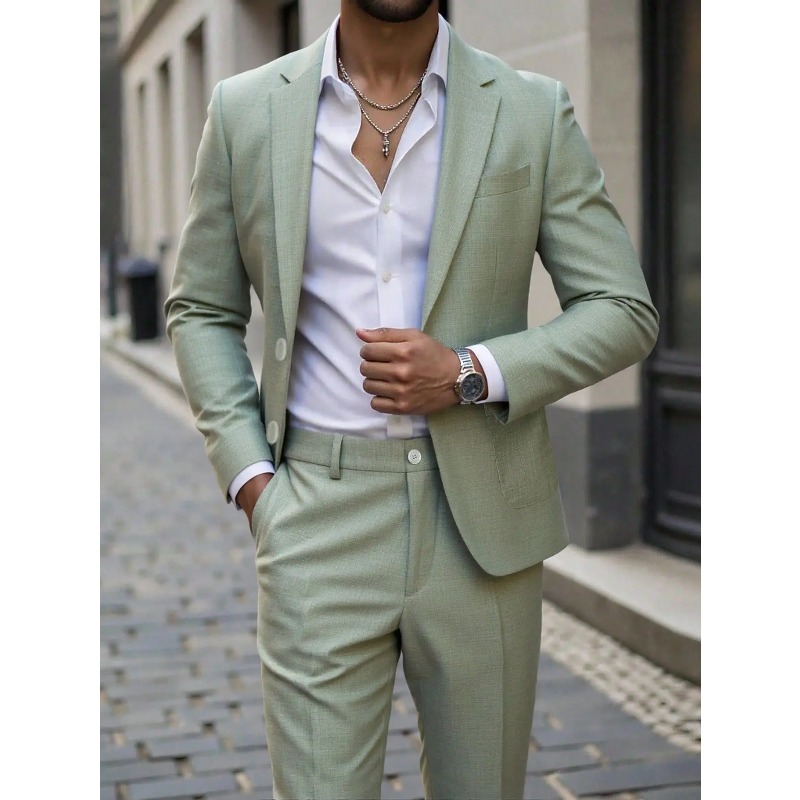 Business Men's Solid Color Sui - Men'S Formal Dinner Wear 评论和价格
