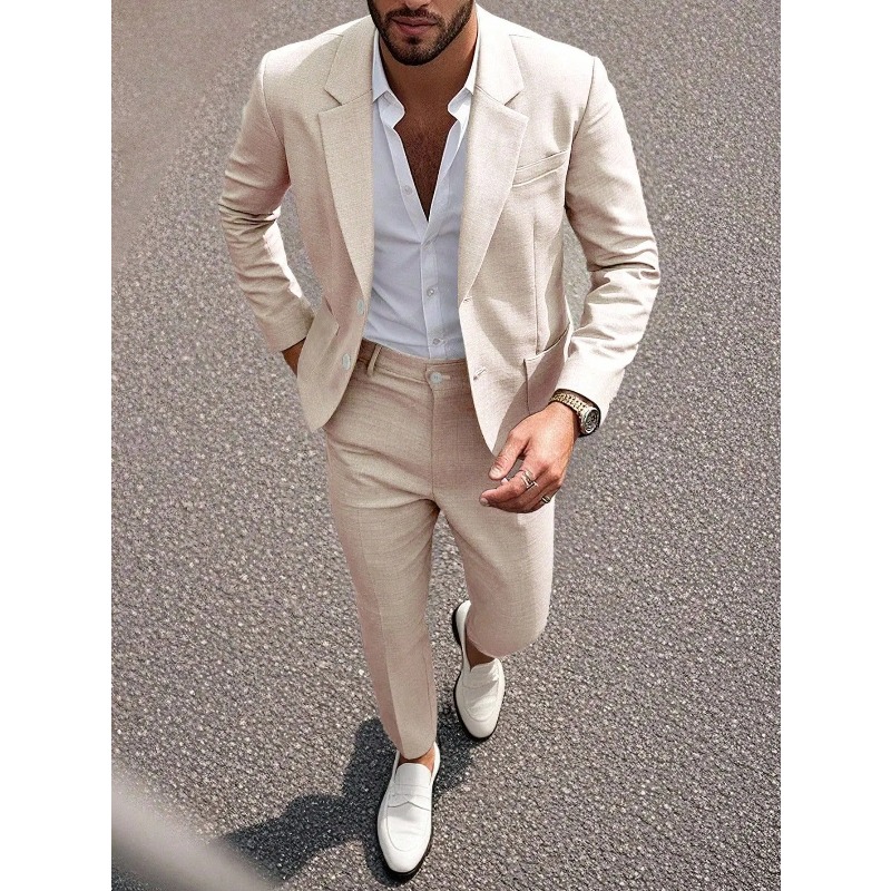 Business Men's Solid Color Sui - Men'S Formal Dinner Wear 评论和价格