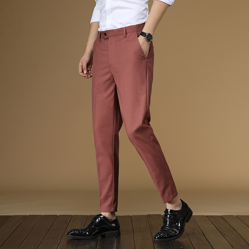 Summer Suit Pants Men Red Blac - Khaki Formal Wear Men 评论和价格