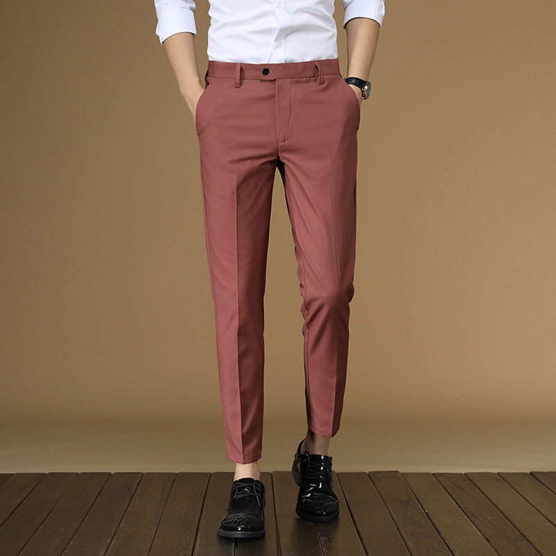 Summer Suit Pants Men Red Blac - Khaki Formal Wear Men 评论和价格