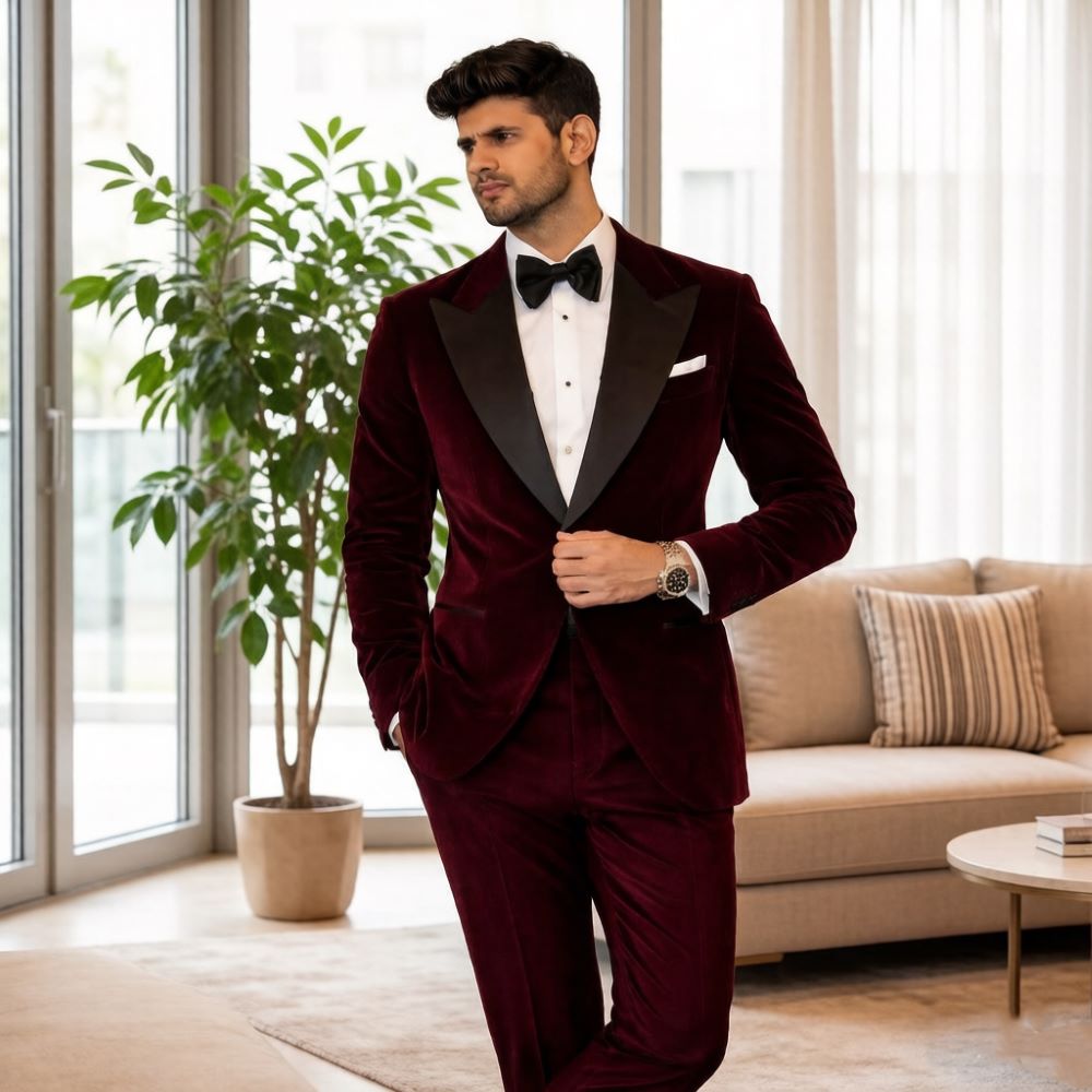 Velvet Suits for Men Slim Fit  - Men Formal Wear Fashion 评论和价格