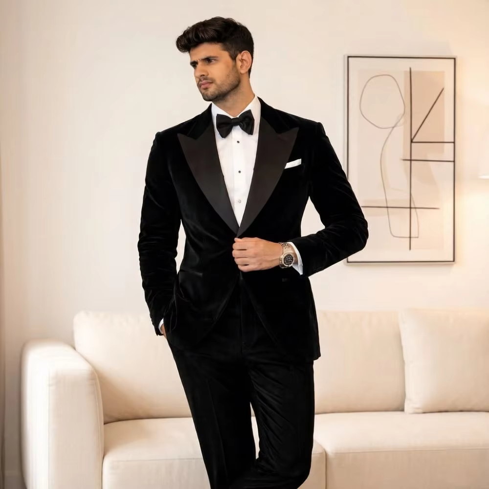 Velvet Suits for Men Slim Fit  - Men Formal Wear Fashion 评论和价格