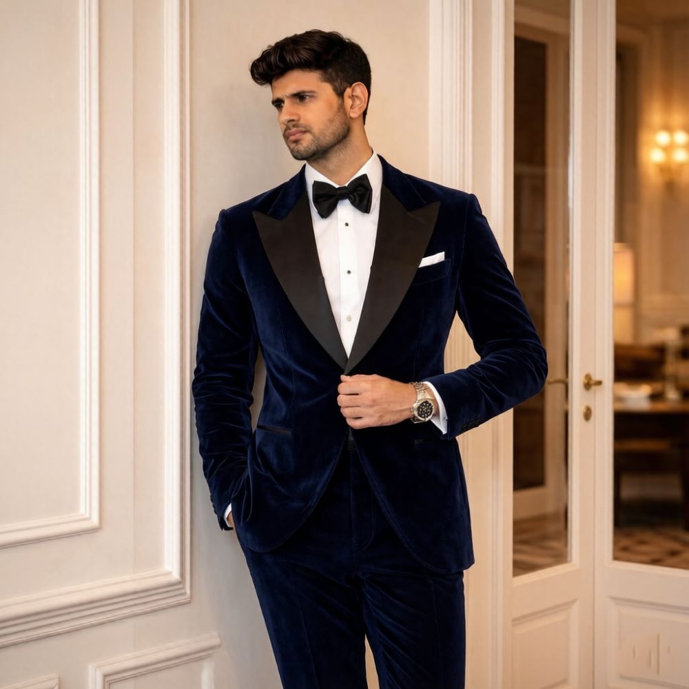 Velvet Suits for Men Slim Fit  - Men Formal Wear Fashion 评论和价格
