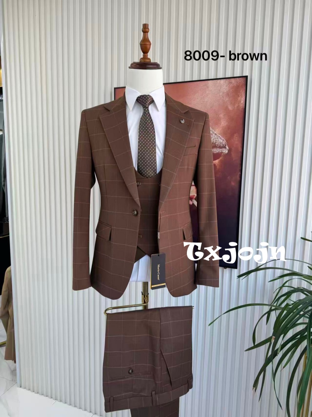 Men's Plaid Tuxedo 3 Pieces Ja - Men Formal Wear Jacket 评论和价格