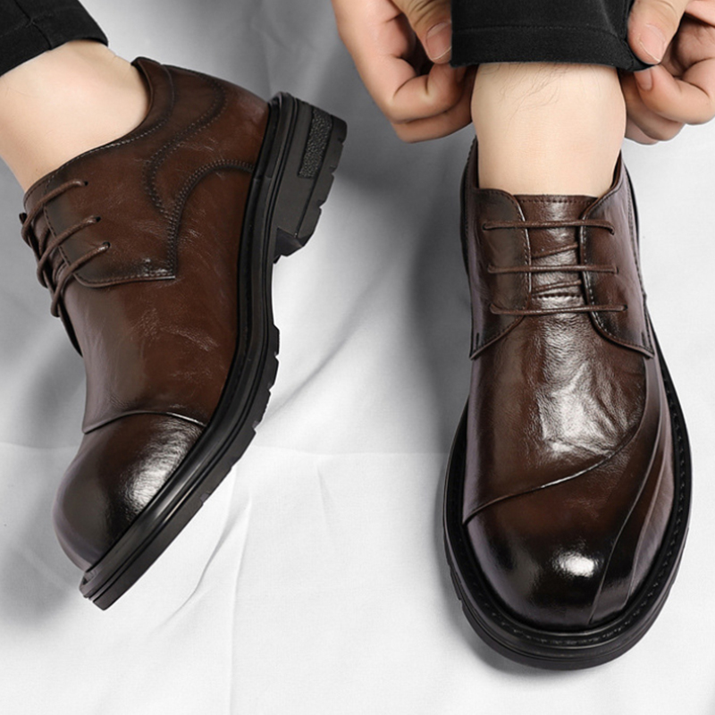 Brown Burnished Genuine Leathe - Men'S Formal Party Wear Shoes 评论和价格