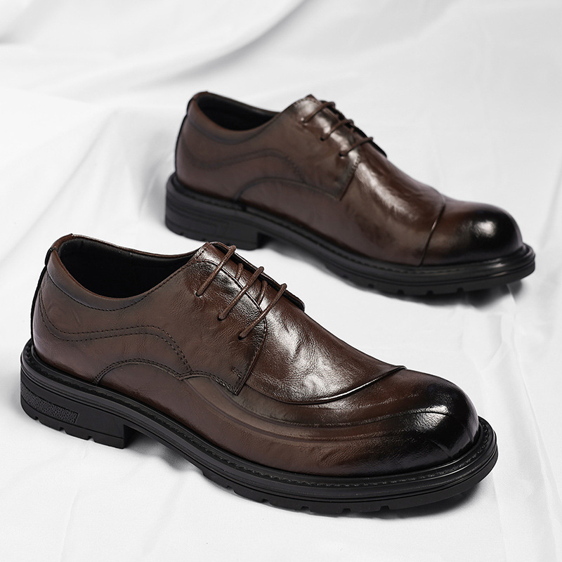 Brown Burnished Genuine Leathe - Men'S Formal Party Wear Shoes 评论和价格