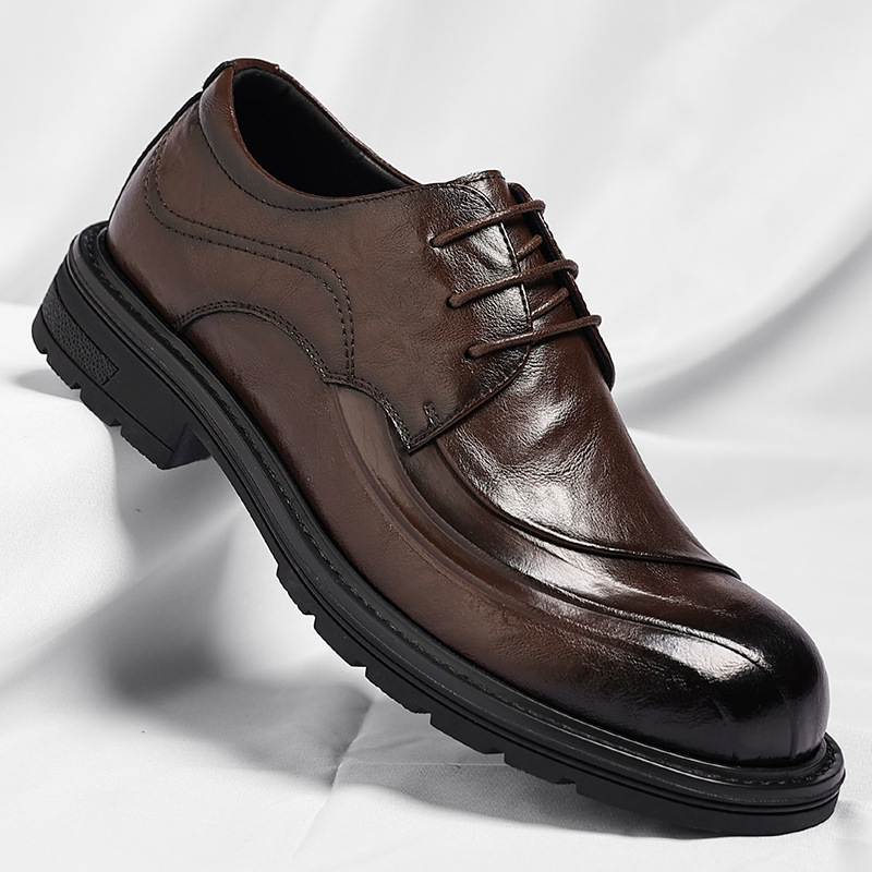 Brown Burnished Genuine Leathe - Men'S Formal Party Wear Shoes 评论和价格