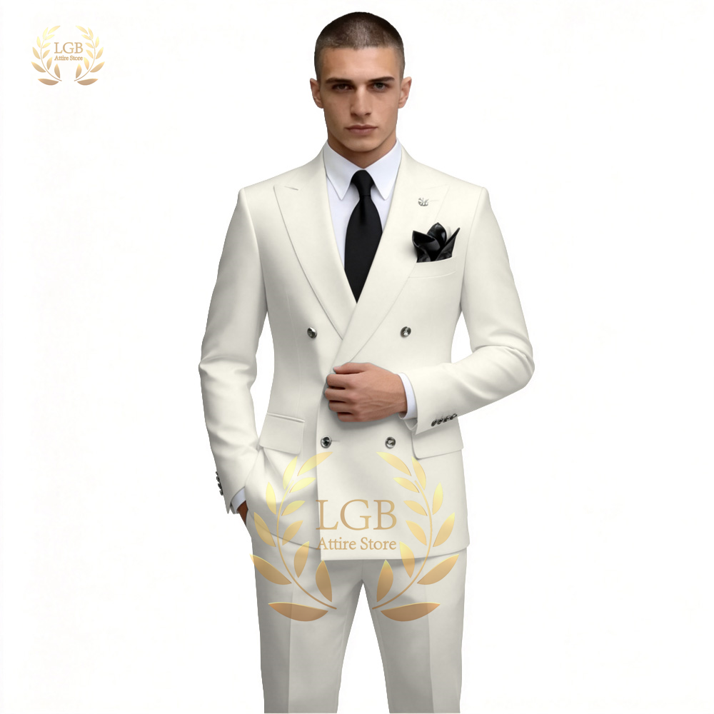 Men's White Double Breasted Su - Men'S Formal Dinner Wear 评论和价格