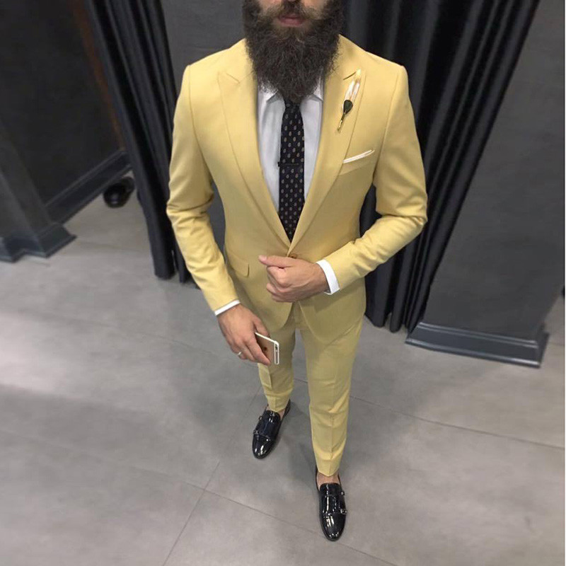 2025 Latest Yellow Men Suits f - Men'S Formal Dinner Wear 评论和价格