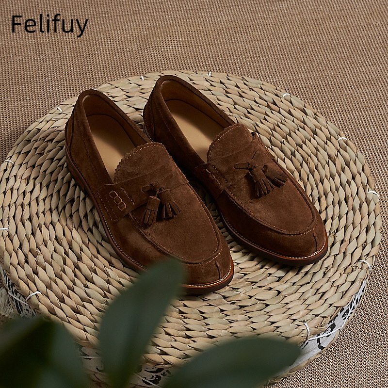 New Brown Men Flat Loafers Cow - Men'S Formal Party Wear Shoes 评论和价格