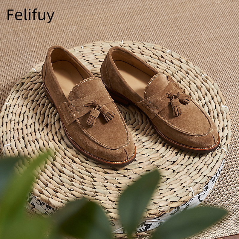 New Brown Men Flat Loafers Cow - Men'S Formal Party Wear Shoes 评论和价格