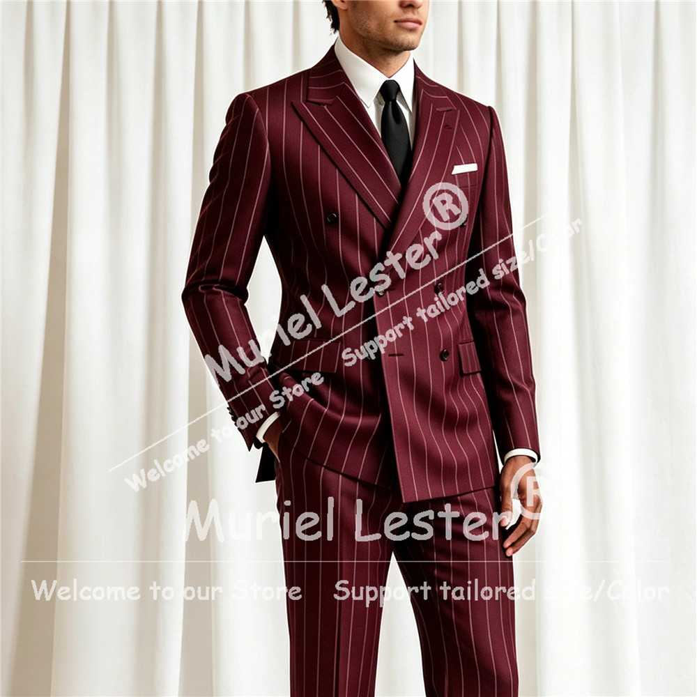 Elegant Stripes Suit Men 2 Pie - Men Formal Wear Jacket 评论和价格