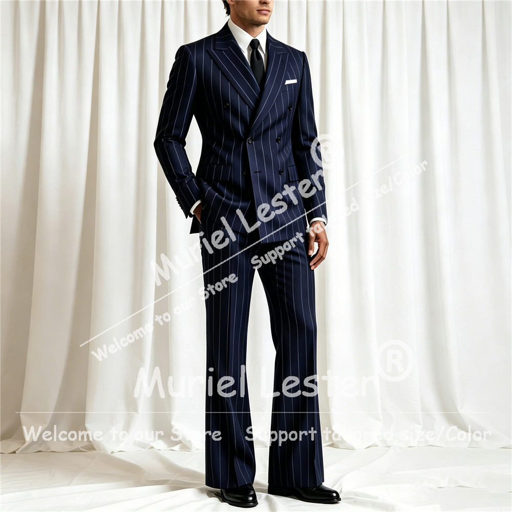 Elegant Stripes Suit Men 2 Pie - Men Formal Wear Jacket 评论和价格