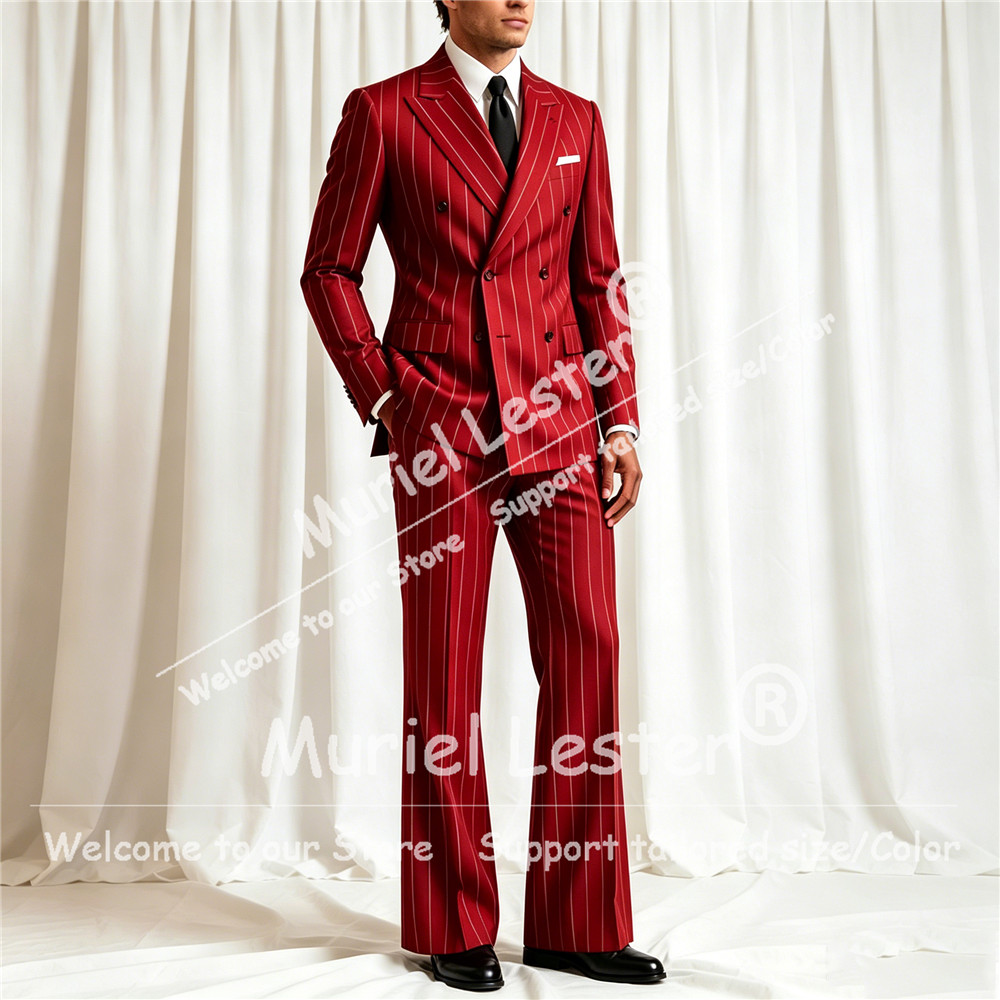 Elegant Stripes Suit Men 2 Pie - Men Formal Wear Jacket 评论和价格