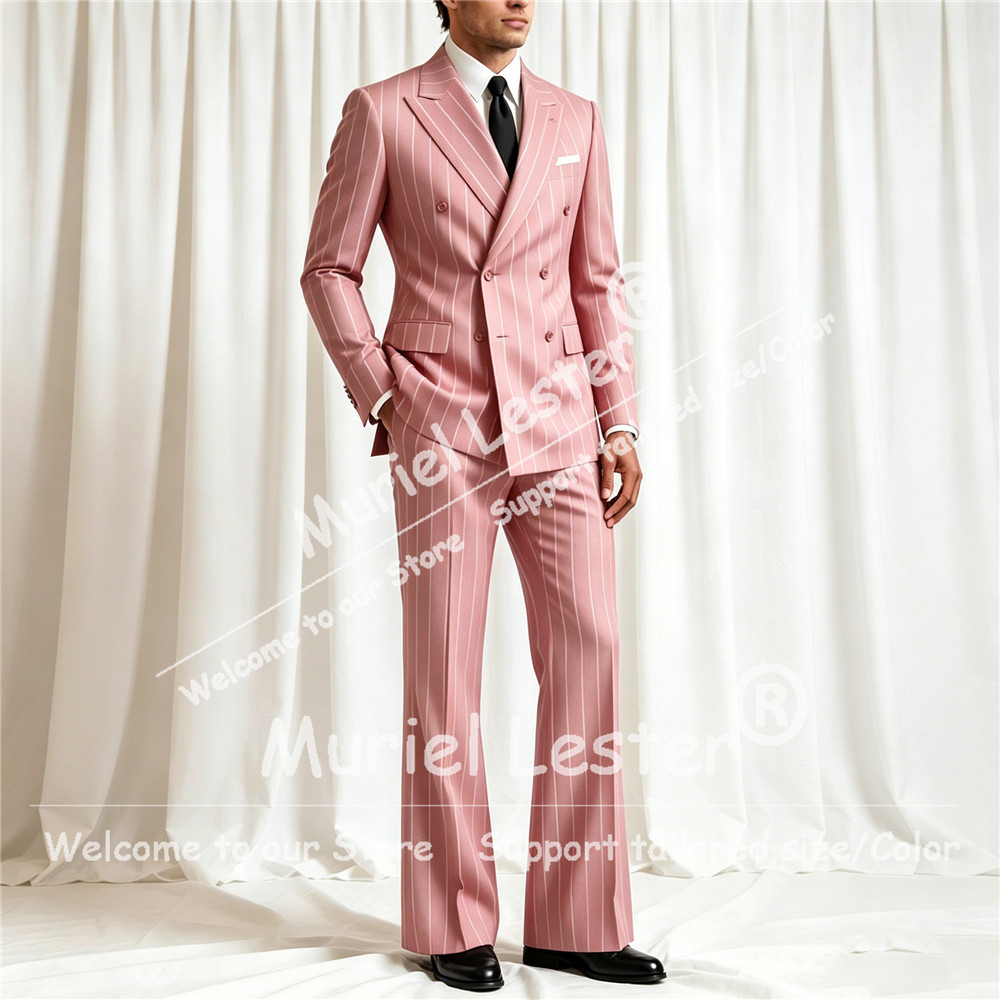 Elegant Stripes Suit Men 2 Pie - Men Formal Wear Jacket 评论和价格