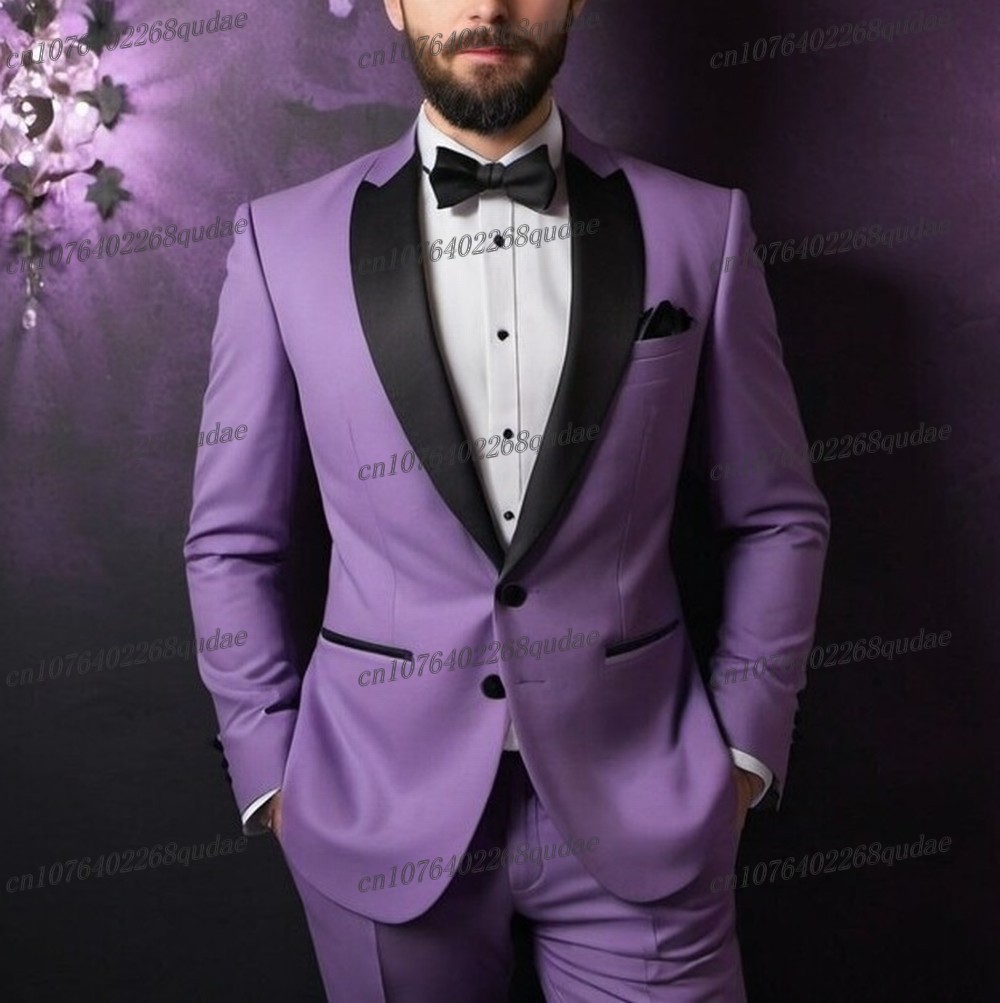 Black Collar Light Purple Form - Men Formal Wear Purple 评论和价格
