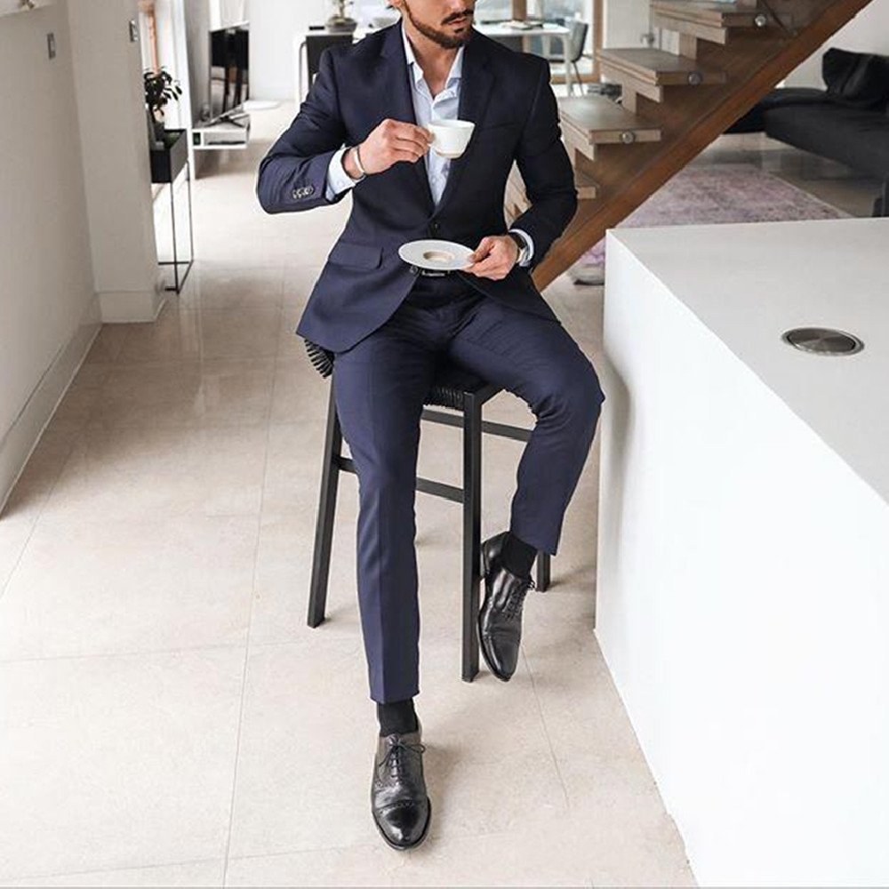 Navy Blue 2-Piece Men's Tuxedo - Men'S Formal Dinner Wear 评论和价格