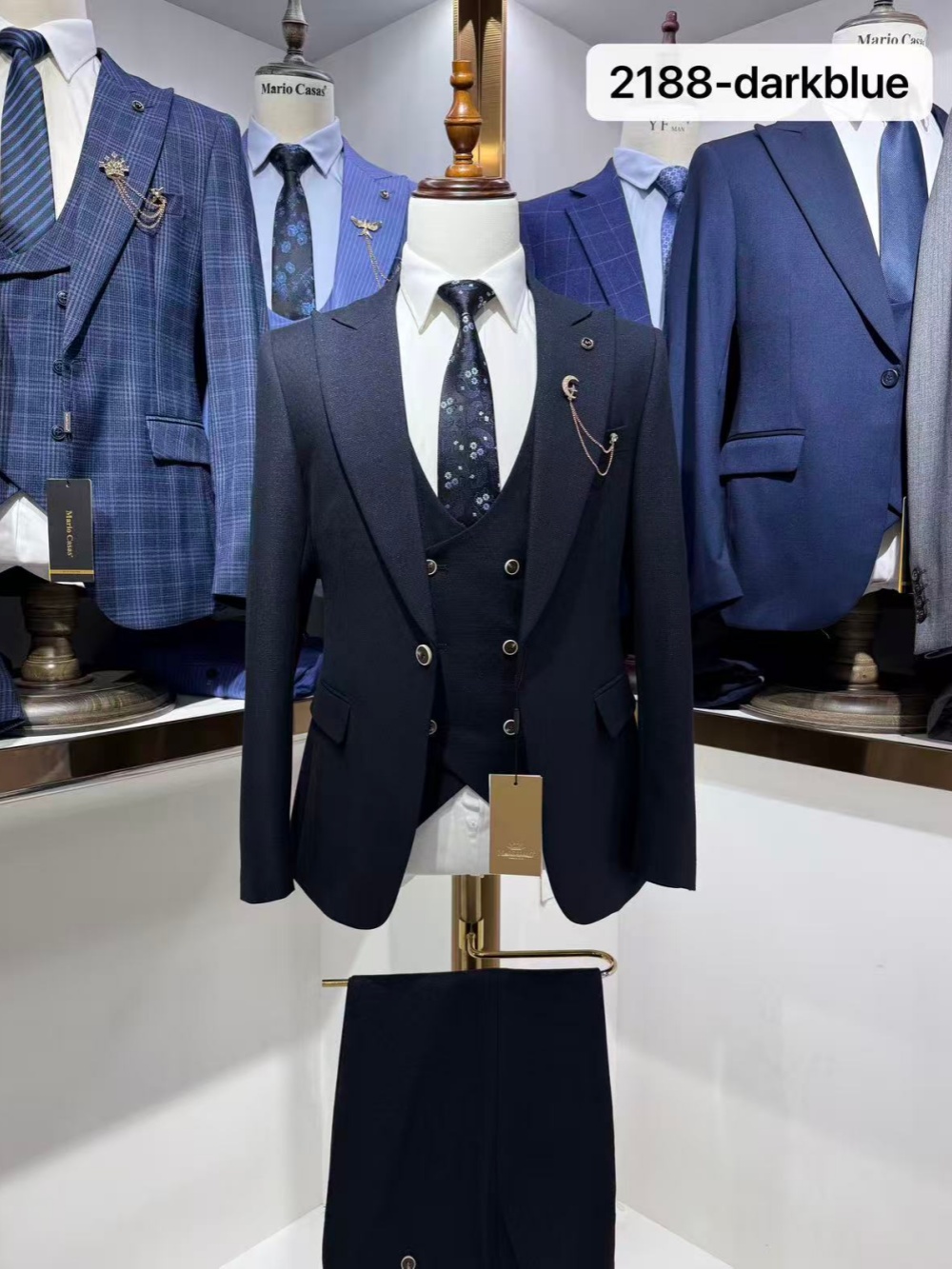 Dark Blue Men's Formal Suit Se - Men Formal Wear Fashion 评论和价格