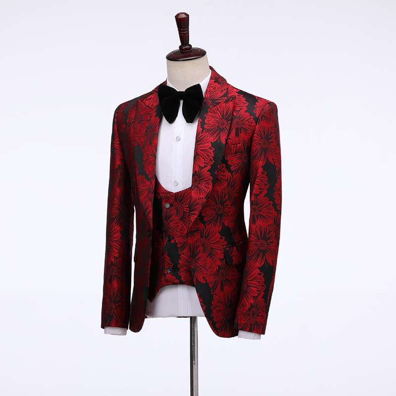 2026 Floral Men's Suits Groom  - Men Formal Wear Jacket 评论和价格