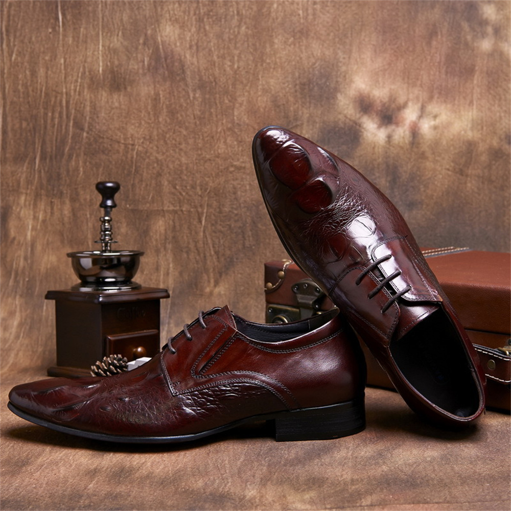 Cowhide Embossed Crocodile Pat - Men'S Formal Style 评论和价格