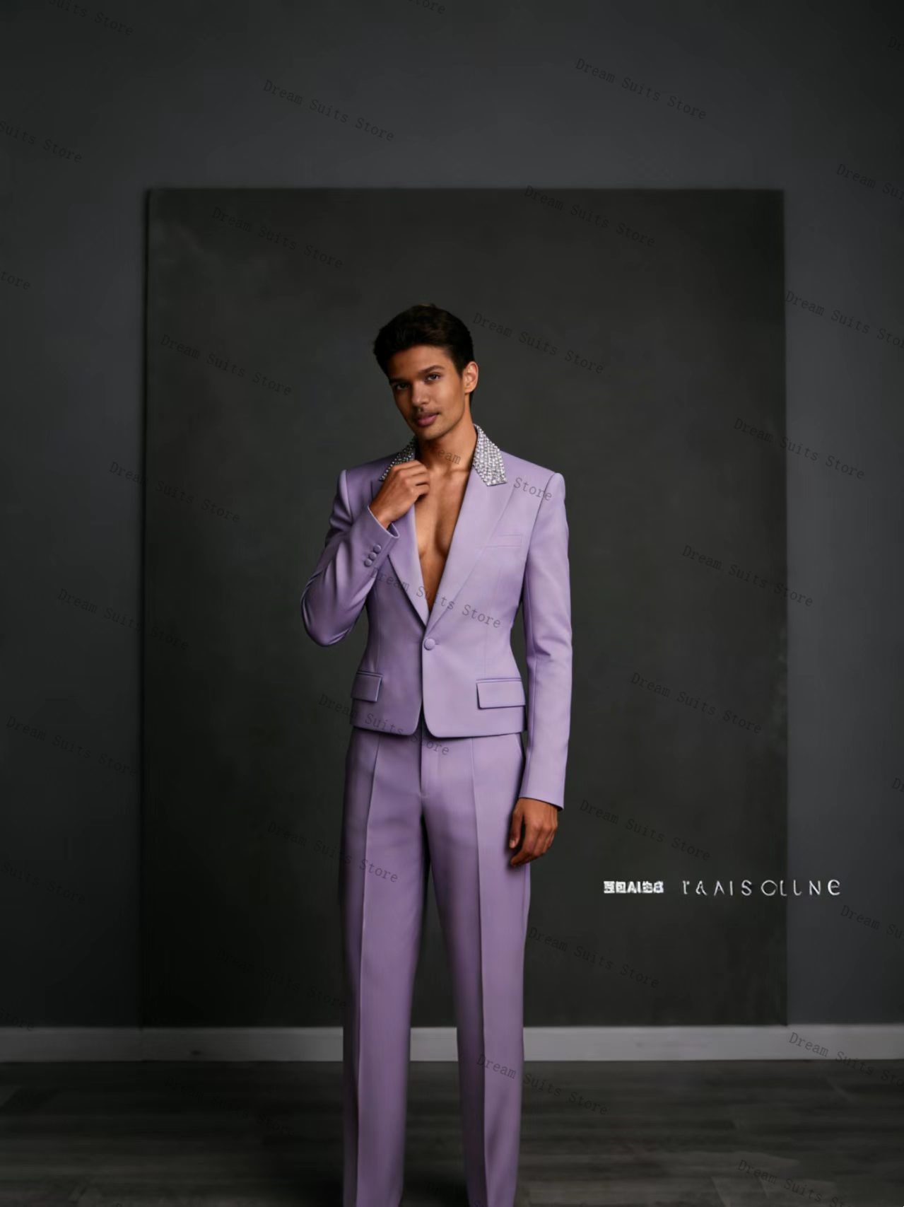 Crystals Men Suit Set 2 Pcs Bl - Men Formal Wear Purple 评论和价格