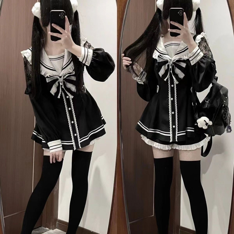 Jirai Kei Sailor Black Dress L - Slim Fit Suit Set 评论和价格