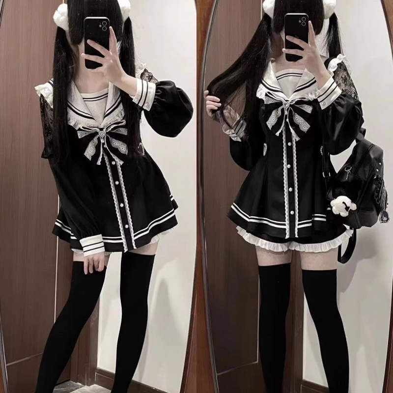 Jirai Kei Sailor Black Dress L - Slim Fit Suit Set 评论和价格