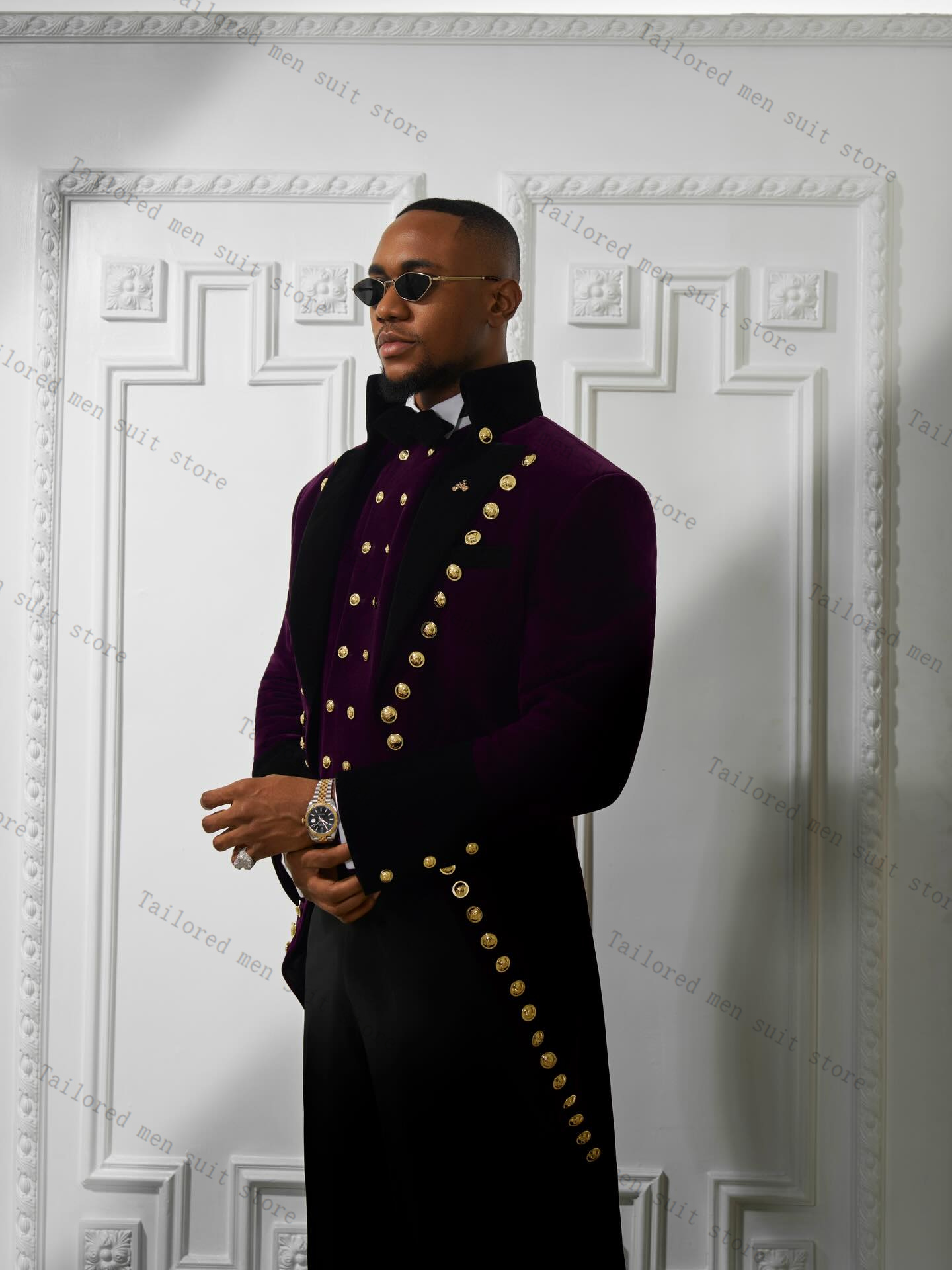 Purple Men Suits Pants Set 2 P - Men Formal Wear Purple 评论和价格