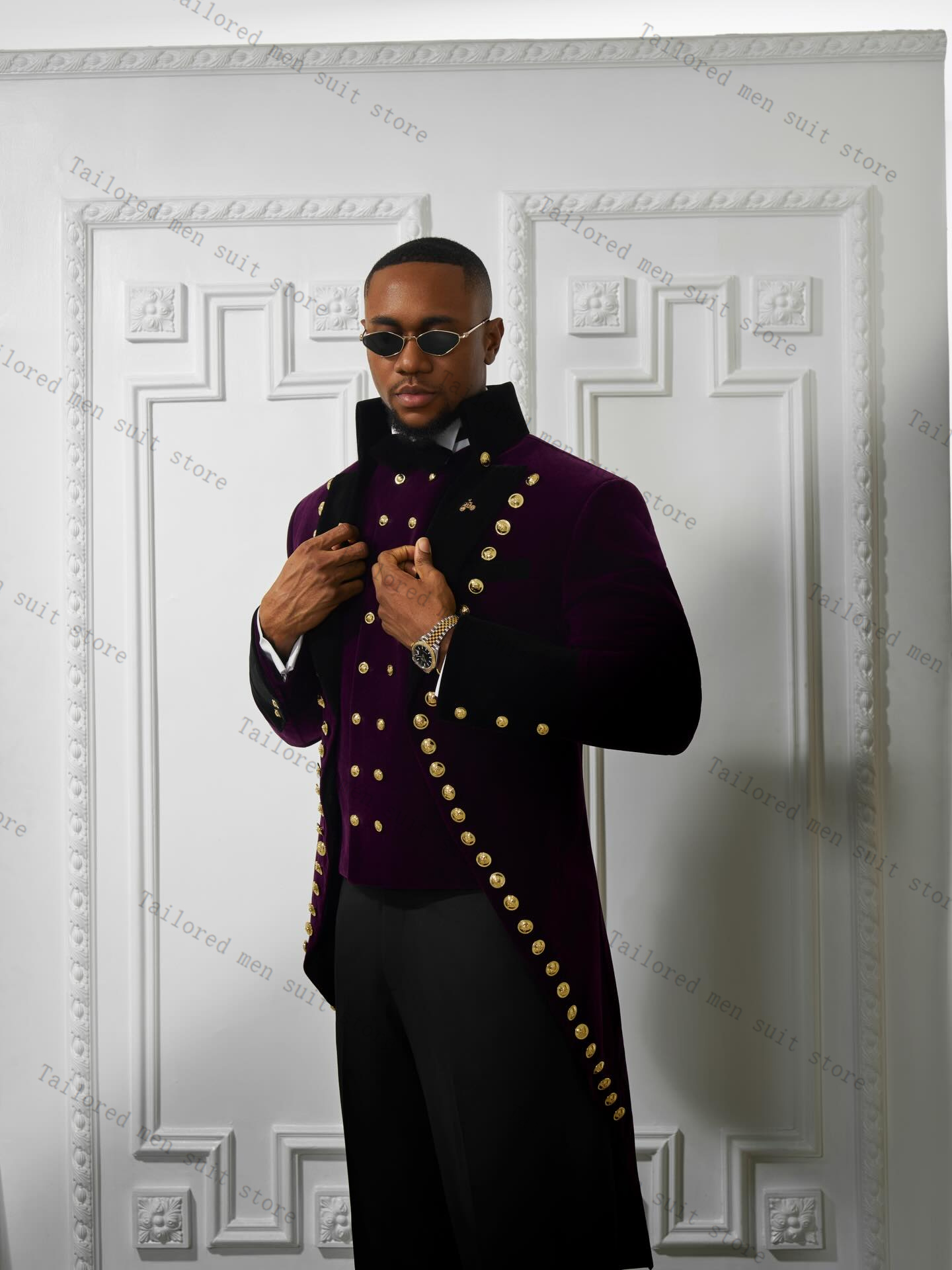 Purple Men Suits Pants Set 2 P - Men Formal Wear Purple 评论和价格