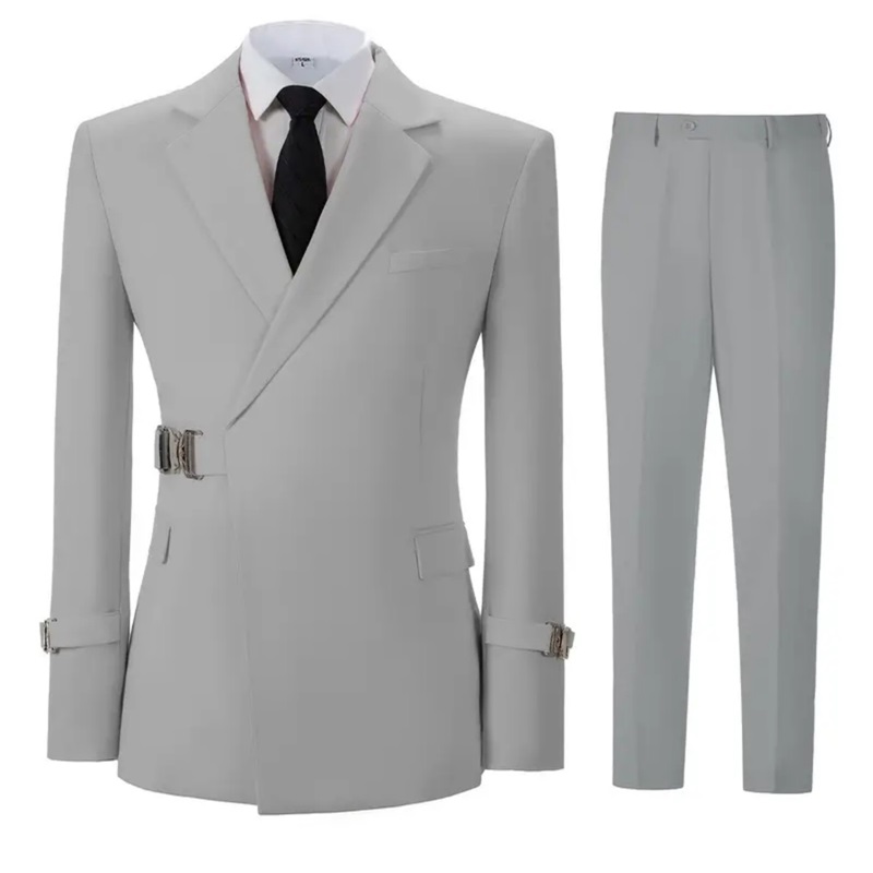 Khaki Cotton Men Suit Set 2 Pi - Khaki Formal Wear Men 评论和价格